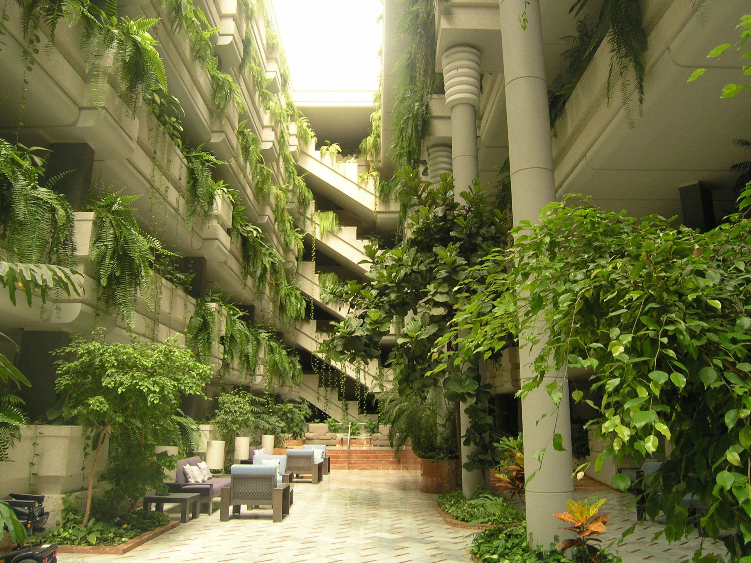 zielone wnętrze budynku